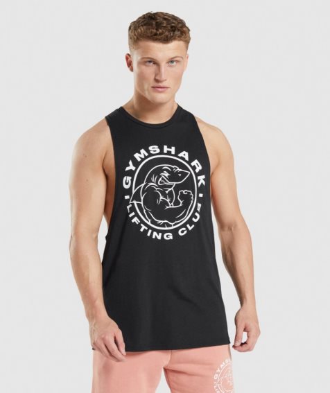 Men's Gymshark Legacy Drop Arm Tanks Black | CA N07A38